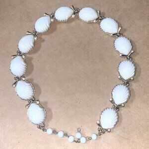 White Shell Bracelet, Gold Findings